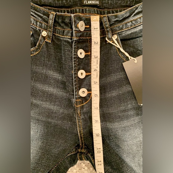 Flamingal Dark Wash Denim Jeans Curvy Fit NWT - L - Picture 10 of 11